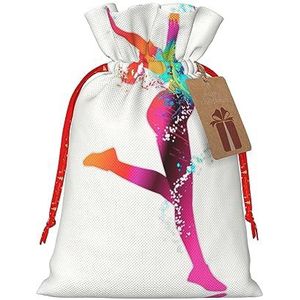 Kleur Vrouw Print Vakantie Trekkoord Gift Zakken, Verpakkende Zakken Xmas Cadeaus (Medium Klein)