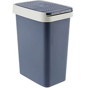 Prullenbak Vuilnisemmer Rechthoekige keuken stap prullenbak met deksel, afvalbasket vuilnisbak for kantoor badkamer keuken, 12 liter Afvalemmer Vuilnisbak (Color : Blue)