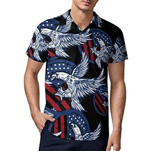 Eagle on American Flag Independence Day Heren Golf Polo-Shirt Zomer Korte Mouw T-Shirt Casual Sneldrogende Tees 4XL