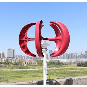 Windturbinegenerator, Home Low Noise 5000W 12V 24V 48v Verticale Windturbine Power Generator Gratis Energie Windmolen permanente Maglev Met Controller voor thuis, boerderij, campers, boten(Red,TURBINE
