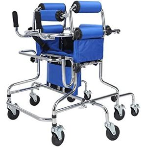 Standaard rollator rollator loophulp voor kinderen, staand loopframe met 8 ronde wielen en hoogteverstelling, revalidatietraining