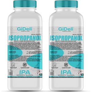 GiDeli Isopropanol 99,9% 2 liter reiniger, hoogprocent isopropylalcohol, IPA reinigingsalcohol voor het reinigen van elektronische componenten, lenzen en schermen, reiniging van harsen in 3D-print