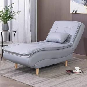 BEDOIN Fauteuil Verstelbare Chaise Lounge Stoel Moderne Armloze Stoel Met Grote Rug Luie Sofa Stoel Slaap Leesstoel Gestoffeerde Chaise voor Woonkamer, Slaapkamer Grijs