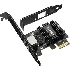 2,5 G PCIe netwerkkaart, YuanLey 2,5 gigabit PCI Express Ethernet-adapter met Realtek RTL8125B, 2500 Mbps NIC-kaart RJ45 LAN-controller voor PC Windows/Linux/Mac OS met low-profile houder