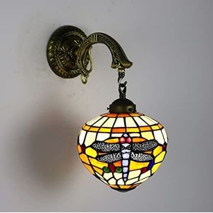 Tiffany Stijl Wandlamp 20.3 Cm Breed, Gekleurd Glas Libelle Wandlamp 40.6 Cm Hoog, Met Antiek, Geschikt Voor Woonkamers, Slaapkamers, Gangen