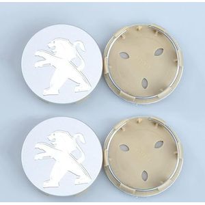SJZZJMZ 4 stuks auto wielnaafdoppen voor Peugeot 106 107 206 207 306 307 506 507 108 208 308 60mm auto wieldoppen wieldoppen stickers vervanging B