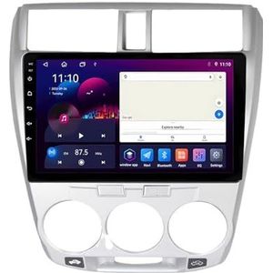 Android 13 GPS Navigation Stereo voor Honda City 2008-2014 9 Inch 2 Din Car Stereo Radio met CarPlay AHD Omgekeerd beeld Bedieningselementen op het stuur Bluetooth(B,S1 1G+32G)