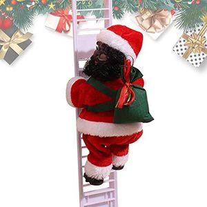 Elektrisch klimmende kerstman | Zwarte Kerstman Muzikaal Klimtouw | Kerstboomversiering speelgoed, hangende ornamenten voor huisdeur Leryveo
