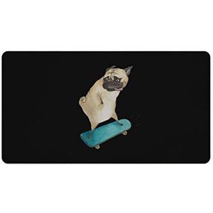 Skateboard mopshond mode bureau muismat antislip gaming muismat accessoires decor 40 x 75 cm