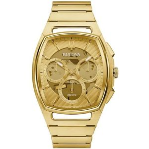 Bulova Heren CURV chronograaf goudkleurige roestvrijstalen armband horloge | 41mm | 97A160, goud, chronograaf, quartz uurwerk, Goud, Chronograaf, Quartz Beweging