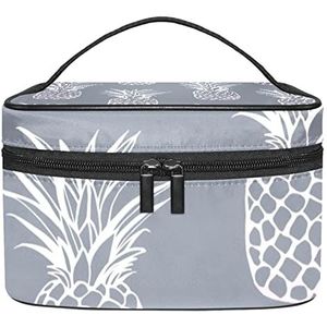 Make-up Organizer Bag, Travel Makeup Bag Organizer Case Draagbare Cosmetische Tas voor Vrouwen en Meisjes Toiletartikelen Ananas Grijs, Meerkleurig, 22.5x15x13.8cm/8.9x5.9x5.4in