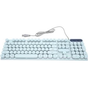 Gaming-toetsenbord, kantoortoetsenbord, ronde keycaps, USB-kabel, 104 toetsen voor desktop (blauw)