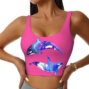 Orca Orca Orka Print Vrouwen Workout Tank Tops Racerback Mouwloos Sport Vest voor Yoga Gym Atletisch, Zwart, S