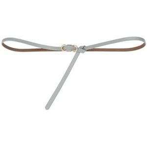 Dames leren dunne tailleband zonder gaten, decoratieve riem met, twee lagen(10001- Light Grey)