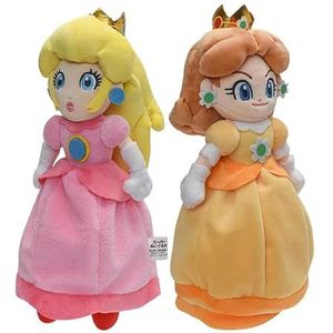 HANBO Super Star Collection Prinses Perzik pluche speelgoed prinses Rosalina & Daisy gevulde pluche 26 cm (roze en geel)
