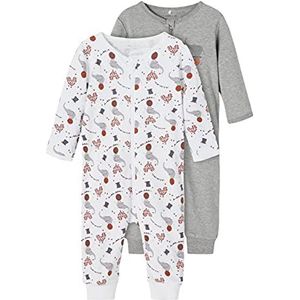 NAME IT Baby pyjama dubbelpak, biologisch katoen, gemengd grijs, 62 cm