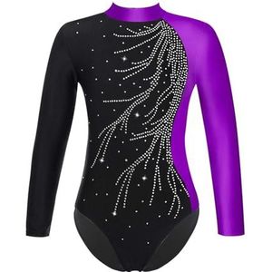 Turnpakje Ballet Danskostuums voor kinderen, meisjes, turnpakje met lange mouwen, turntrainingsbodysuit, sleutelgat op de rug, schaats-danskleding