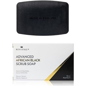 Revitale Geavanceerde Afrikaanse Zwarte Scrub Zeep – Zachte Scrub Bar voor Droge, Ruwe & Bobbelige Huid