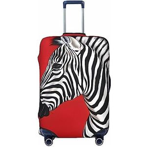 DEHIWI Zebra Rode Bagage Cover Reizen Stofdichte Koffer Cover Rits Sluiting Koffer Protector Fit 18-32 Inch Bagage, Zwart, S