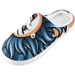 KAAVIYO Leuke abstracte eenhoorn cartoon blauwe raket outdoor pantoffels katoenen huisschoenen winter antislip pluizige voeten slippers voor binnen mannen vrouwen meisje, Patroon, X-Large