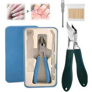 Super Sharp Oblique Nail Clippers, 2025 New Three Sets of Eagle Beak Beveled Nail Clippers, Wide Jaw Opening Anti-Splash Slanted Nail Clipper, for Thick Nails, Seniors&Ingrown Care (Blue)