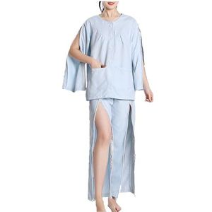 Kleding For Bedlegerige Patiënten, Pyjamaset Met Lange Mouwen En Fractuur, Afscheurbare Kleding For Verpleegkundigen(Blue,XXL)
