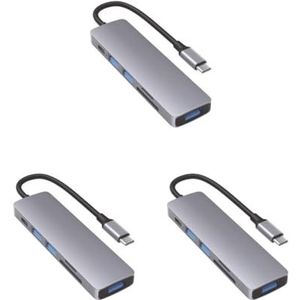 3 set 6 in 1 USB C hub telefoon computer verbinding tool gegevensoverdracht type -C converter extender accessoires aansluiting adapter kaartlezer