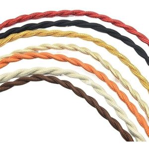 draad, 2 × 0,75 mm vierkante DIY lamp gedraaide draad retro veelkleurige gevlochten stroomkabel(Beige,10Meter)