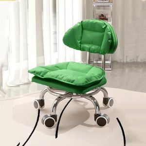 JUXDZISHW Groen, A, Roller Seat PU Lederen Lage Kruk Ronde Rollende Vloerkruk met Universele Wielen voor Home Fitness Sport Pedicure Kruk