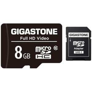 Gigastone 8 GB Micro SD-kaart, FHD-video, bewakingscamera, actiecamera, drone, professionele, 80 MB/s Micro SDHC klasse 10
