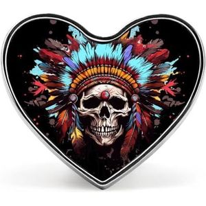 American Indian Skull Chief Pin Badge Hartvormige Identiteit Pins Broches Knop Badges Voor Hoeden Jassen Decor