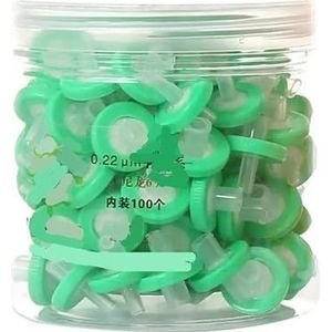 Naaldfilter 100 stuks wegwerpnaaldfilters voor laboratorium, 13 mm en 25 mm, organisch membraan/PTFE 0,22/0,45 µm (PTFE 25 mm 0,45um)