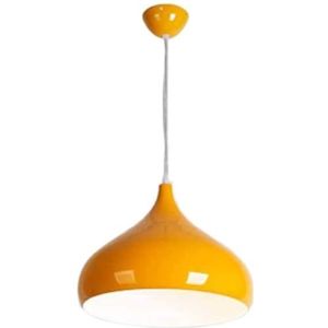 LANGDU Macaron-stijl kroonluchter aluminium lampenkap Nordic Home hanglampen E27 keukeneiland dicht bij plafond verlichting for studeerkamer woonkamer bar(Color:Yellow,Size:31CM)