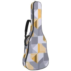 Akoestische gitaartas, 42,9 x 16,9 x 4,7, waterdichte gigbag met beschermlaag, meerdere zakken, goud-zilver, vierkant, geometrisch, Meerkleurig, 42.9x16.9x4.7 in, Gitaar Tas
