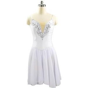 LPHFDCS Chiffon Dansjurk Vrouwen wit zilver chiffon Ballet Dance Carmen Jurk Volwassen Ballerina Dans Jurk voor Meisjes Oceaan Blauw Moderne Dans Jurk (Wit, 14 voor hoogte 140cm)