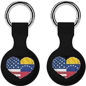 Venezuela USA Vlag Hart Siliconen Case Voor Airtags Met Sleutelhanger Beschermhoes Airtag Finder Accessoires Houder