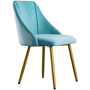 GEIRONV Zachte Fluwelen Eetkamerstoel,voor Woonkamer Slaapkamer Make-up Stoel Metalen Poten Rugleuning Stoel Kantoor Lounge Stoel 1 Stuk Eetstoelen (Color : Sky blue)