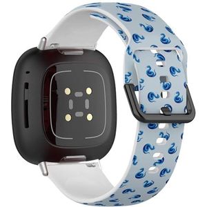 Sportbandje compatibel met Fitbit Sense / Sense 2 / Versa 4 / Versa 3 (blauwe slang), siliconen armband, accessoire