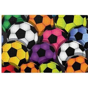 Kleurrijke voetbalpuzzel 1000 stukjes houten puzzel familiespel wanddecoratie