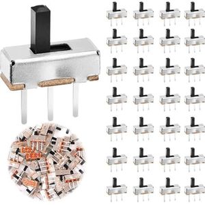 LNGJIN 220 stuks mini-schuifschakelaars, SS12D00 G6 mini verticale schuifschakelaar, 3-pins, 2 posities 1P2T SPDT Micro Rast tuimelschakelaar, posities, schuifschakelaar, DC50V 0,5A schakelaar