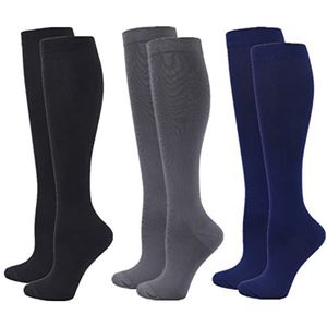 Zingso Compressiekousen voor dames en heren, 2/3/4/6 paar 20-25 mmHg kniekousen, compressiekousen voor sport, atletiek, oedeem, diabetes, spataderen, reizen, zwangerschap, verpleging, L/XL