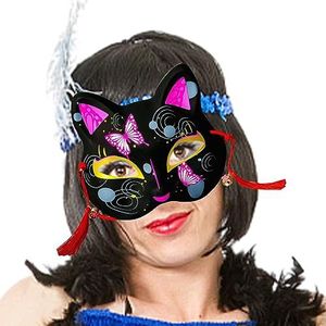 Japans kattengezichtsmasker - Dark Color Series Halloween Foxes Masque | Kleur geschilderd half gezicht kitten masker voor Japanse stijl donkere kleur serie met de hand geschilderd Skuda