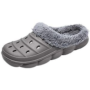 Meidiastra Pantoffels voor mannen en vrouwen, winter, warm, clogs, slip on, tuin, met bont gevoerd, pantoffels, Grijs 2, 39 EU