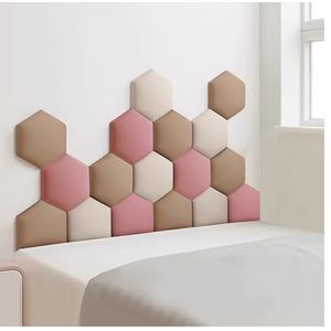 WEITINGKKK Wandbekleding, 17 stuks wandpanelen van veelkleurige stof, zelfklevend, verschillende maten, roze, 120 x 70 cm