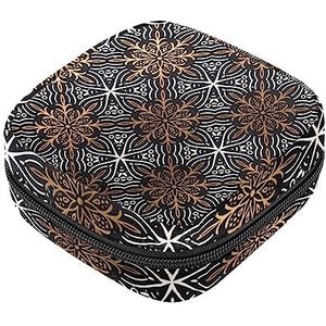 Maandverband Opbergtas, Vrouwelijke Product Pouches Draagbare Periode Kit Tas voor Meisjes Vrouwen Dames Gouden & Zilveren Mandala Bloem, Meerkleurig, 4.7x6.6x6.6 in/12x17x17 cm