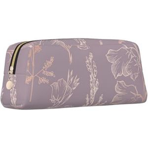 ZaKhs Rose Gold Bloemenprint Etui Grote Capaciteit Pen Case Draagbare Potlood Pouch voor Mannen Vrouwen, Goud, Eén maat, Tas Organizer