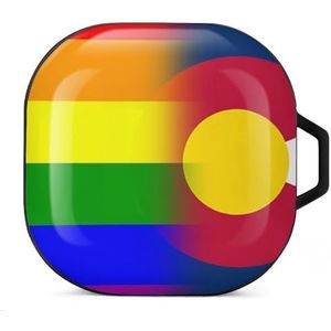 LGBT Pride Colorado State Flag Oordopjes Hoesje Compatibel met Samsung Hard Shell Beschermhoes Zwart-Stijl