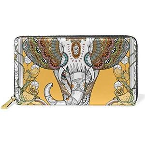Abstracte oude olifant portemonnee echt lederen rits munt telefoon portemonnee clutch voor vrouwen