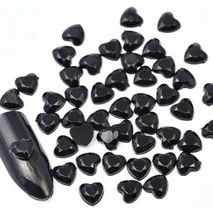 100 stuks hart acryl niet-hotfix strass steentjes glitter nagels kristallen strass decoratie voor het decoreren van nagels nail art nail charms-zwart-10mm