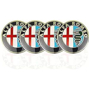 SJZZJMZ 4 stuks auto wielnaafdoppen voor Alfa Romeo Mito 147 156 159 166 Giulietta Spider Stelvio 50mm auto wielnaafdoppen vervangende naafdoppen stickers B